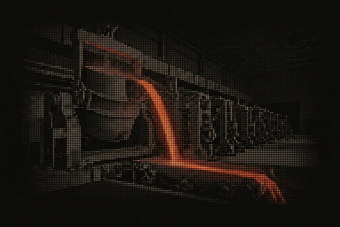 A global steel major's caster and rolling line, in dot-matrix.